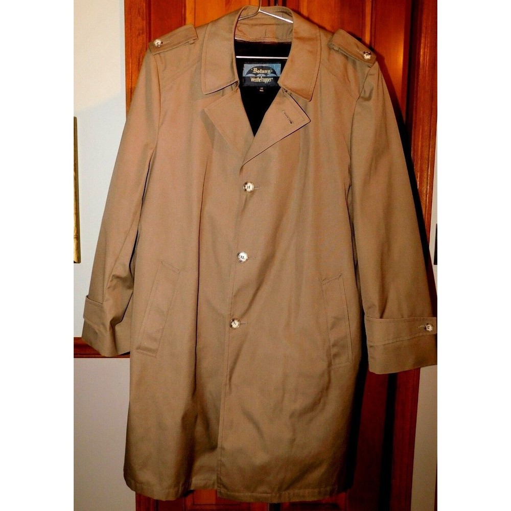 Botany Trench Coat Men's Beige Tan Removable Liner Rain or Snow Size 42R